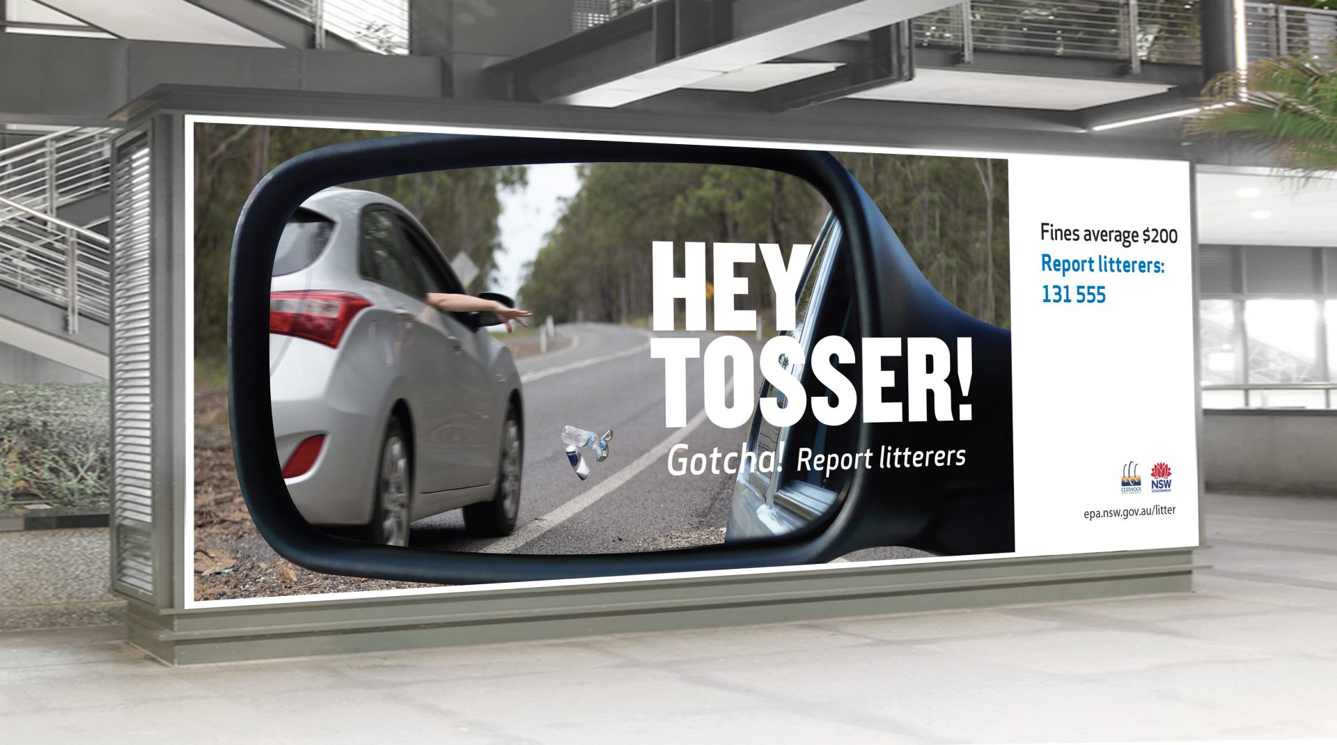 Hey Tosser! Billboard for Cessnock City Council