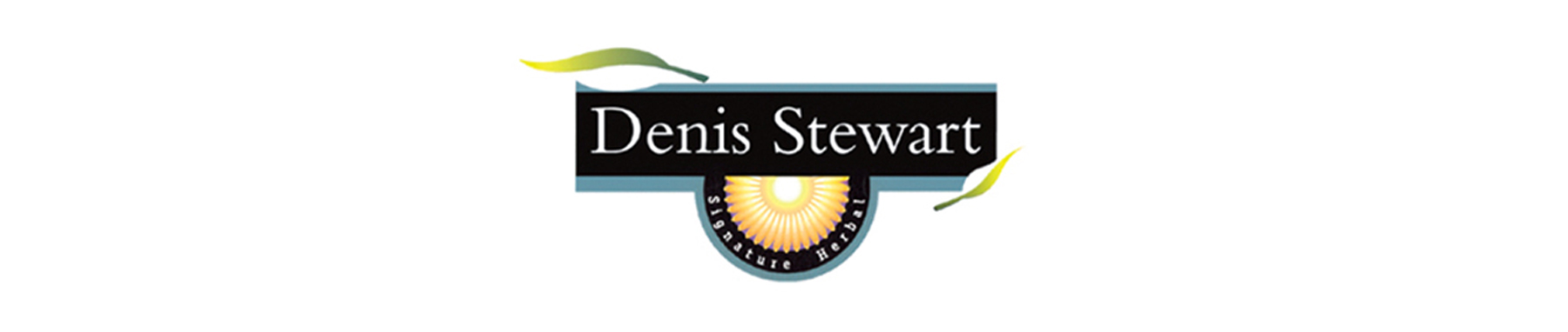 denis stewart signature herbal banner on white background