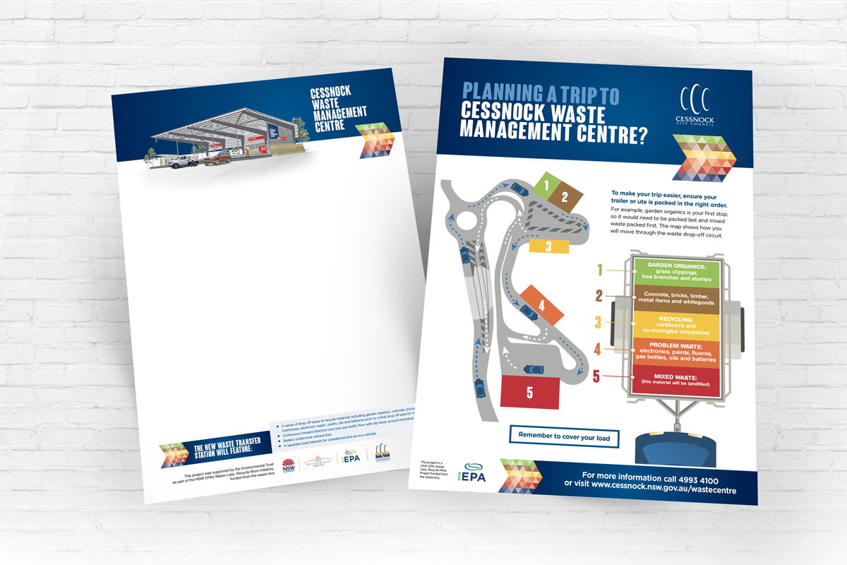 Waste Management Centre A4 Flyer and Letterhead for Cessnock City Council