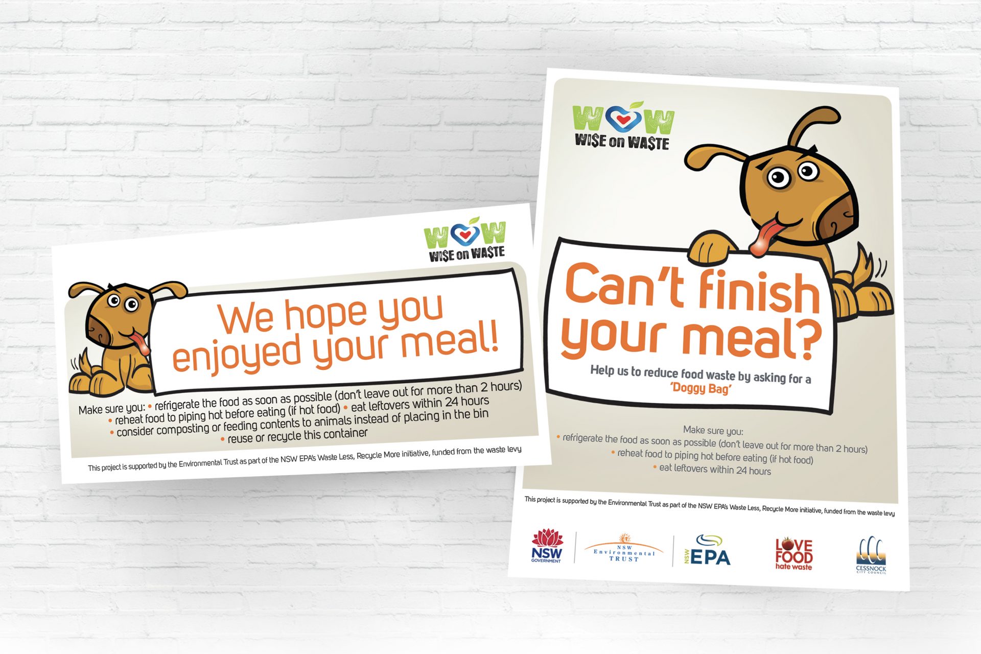 Doggie Bag 1 Page DL and 1 Page A4 Poster for Cessnock City Council