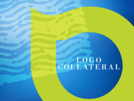 Logo collateral brand style banner in green and blue